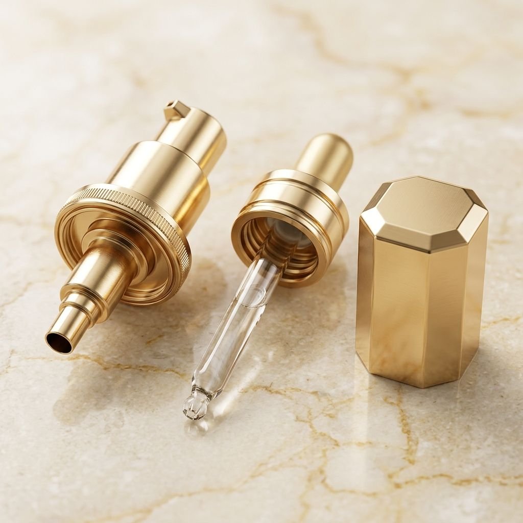 Gold pump, dropper and cap closures