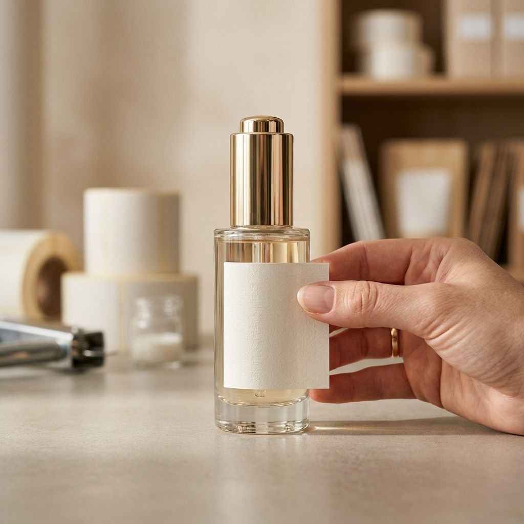 Applying a label to a dropper bottle