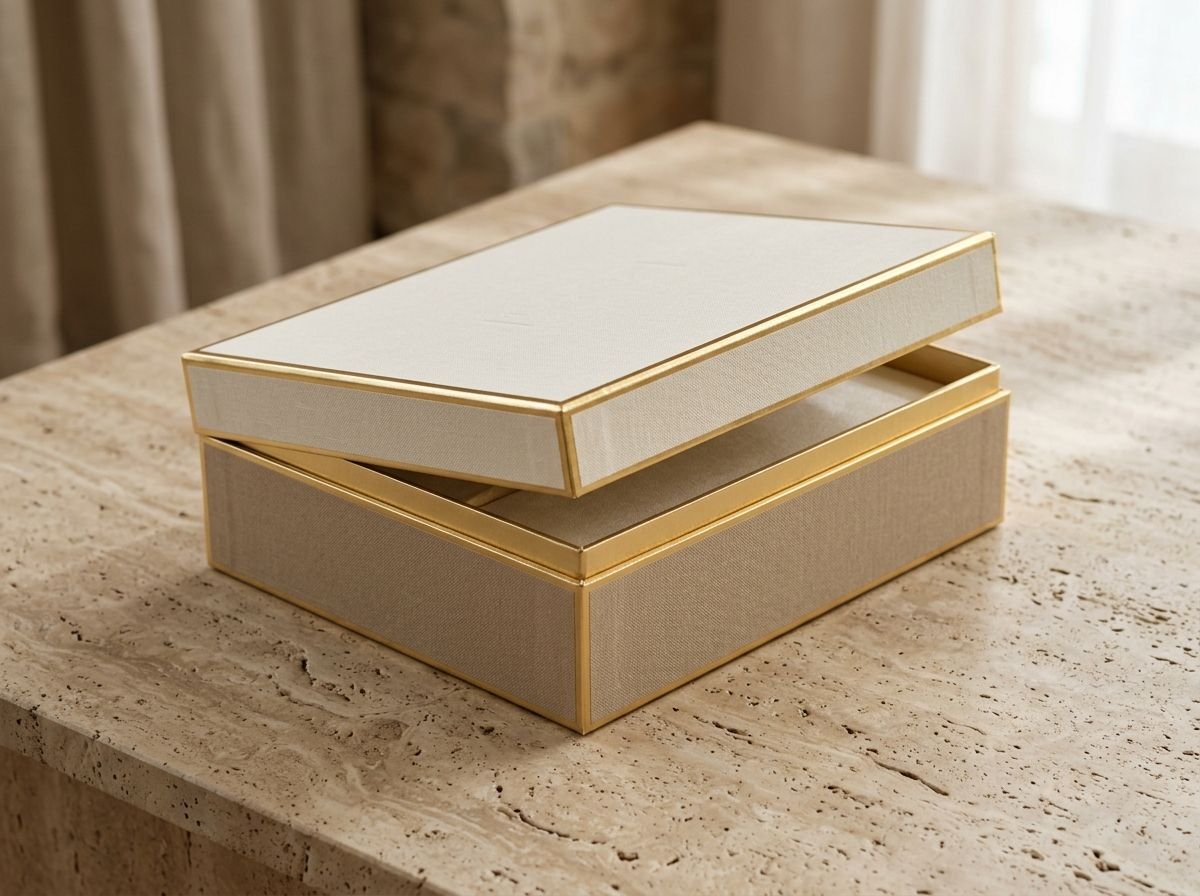Ivory rigid gift box with gold edge